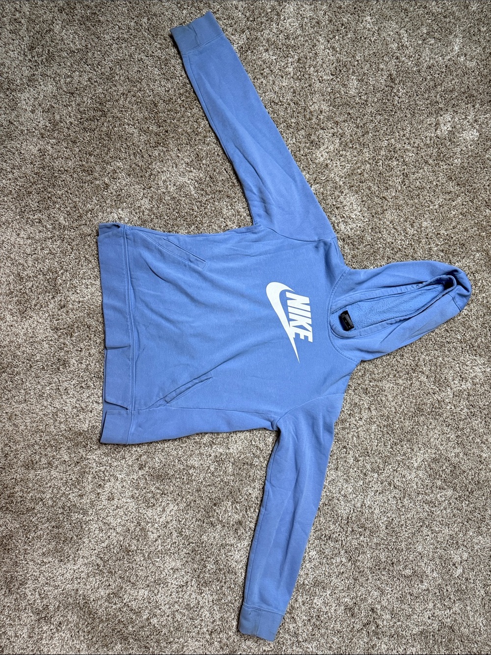 Nike Light Blue Pullover Hoodie with White Swoosh